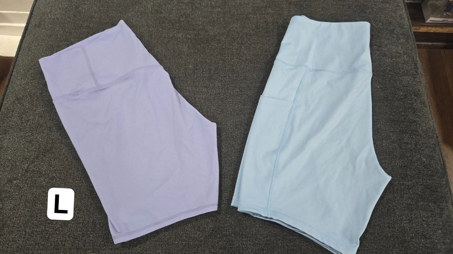2 Pairs Women's Athletic Shorts - Lavender & Light Blue - Size L
