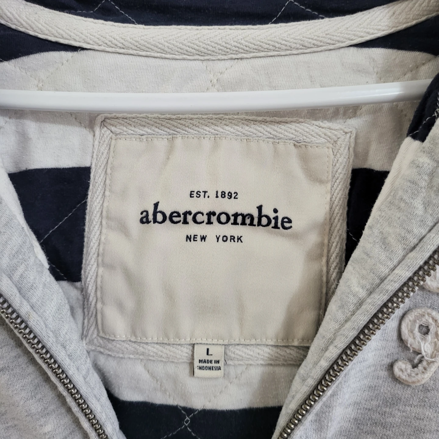 Abercrombie & Fitch Y2K Zip-Up Hoodie - Grey (Slim-fit/ L size) - photo 4