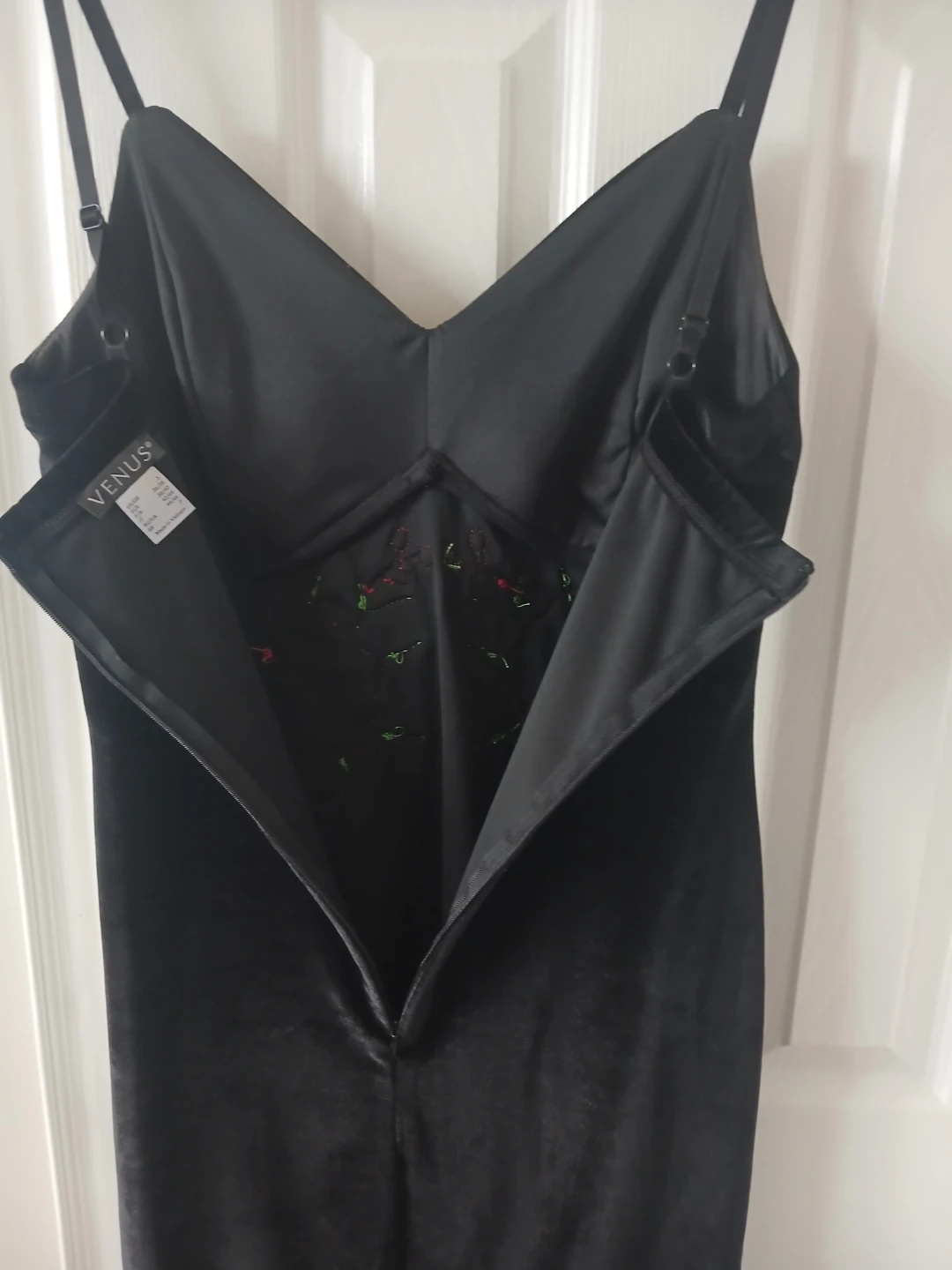 Venus Black Velvet Rose Embroidered Dress - photo 4