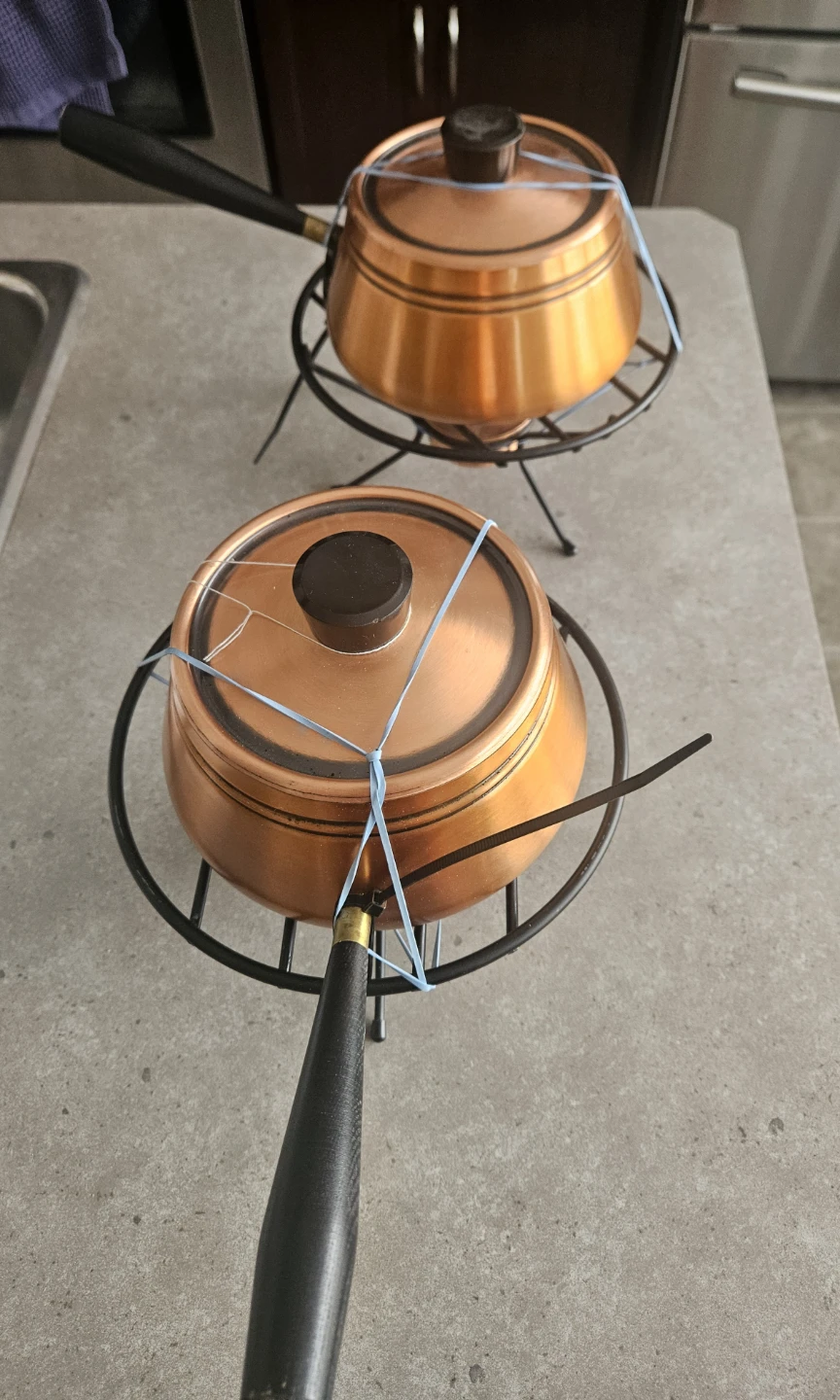 2 vintage fondue/warming dishes