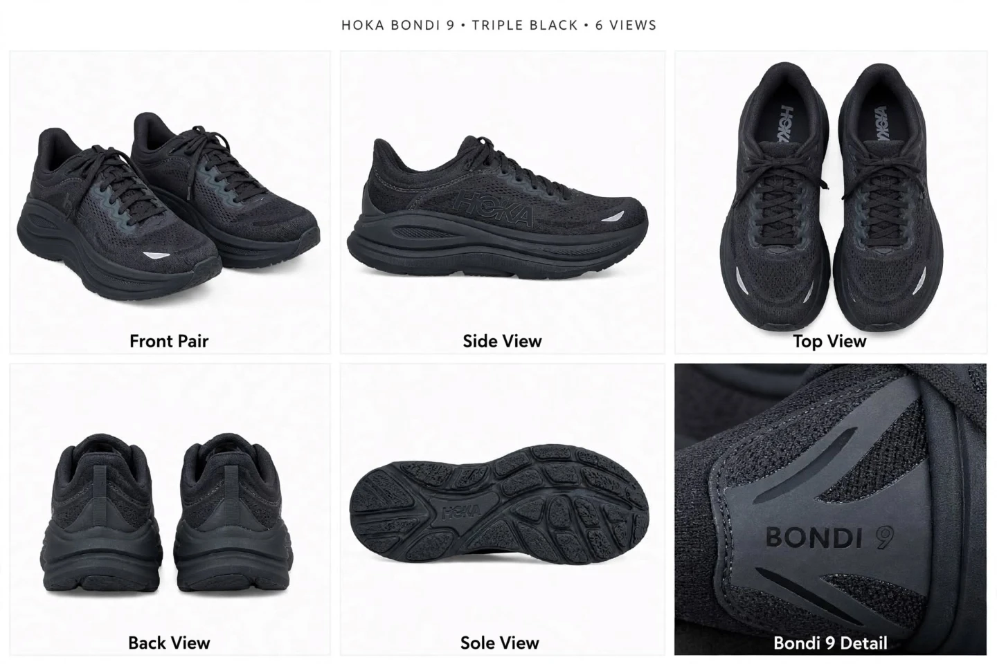 Hoka Bondi 9 Triple Black Running Shoes - photo 3