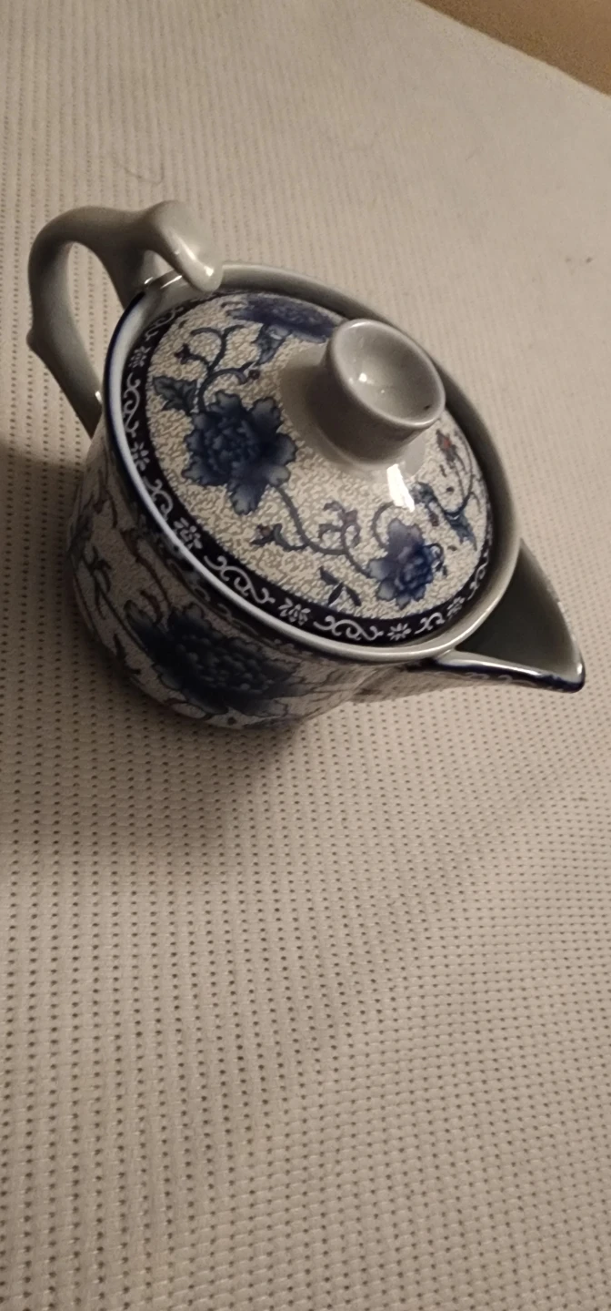 Blue and White Floral Ceramic Teapot 🏈