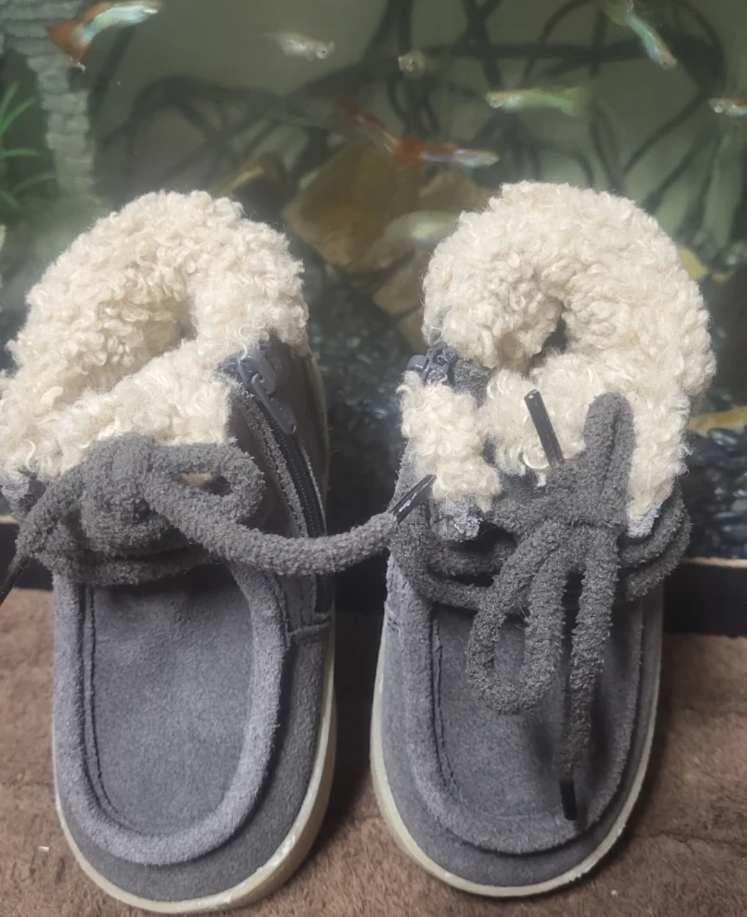 Zara Grey Sherpa Lined Boots Size 22 - photo 3