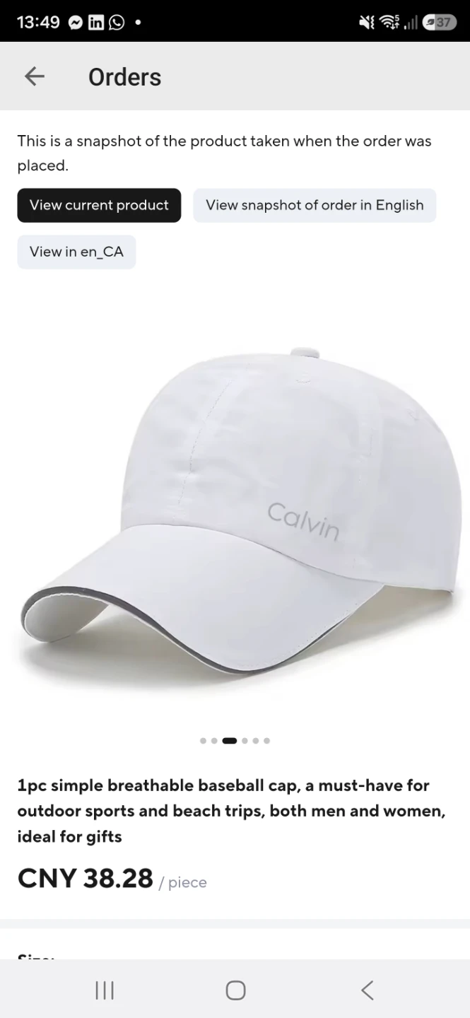 Calvin Klein white breathable baseball cap