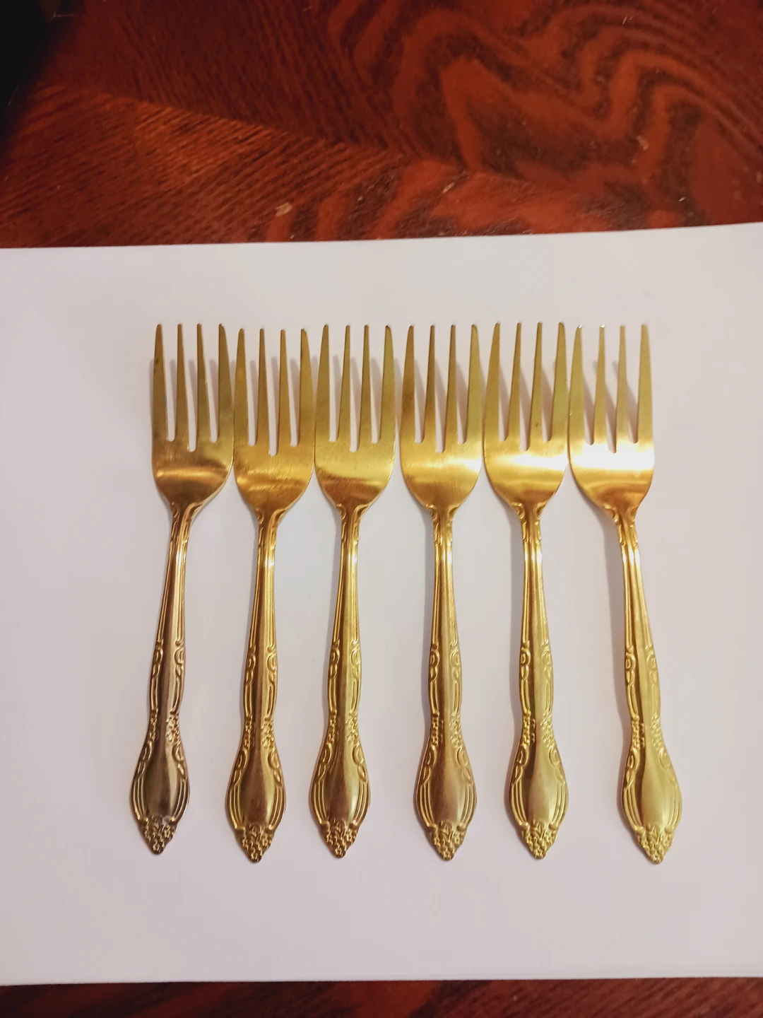 Set of 6 Gold-Tone Small Size  Forks for Dessert