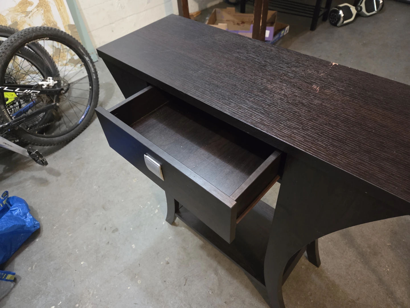 Dark Wood Console Table with Drawer - photo 3