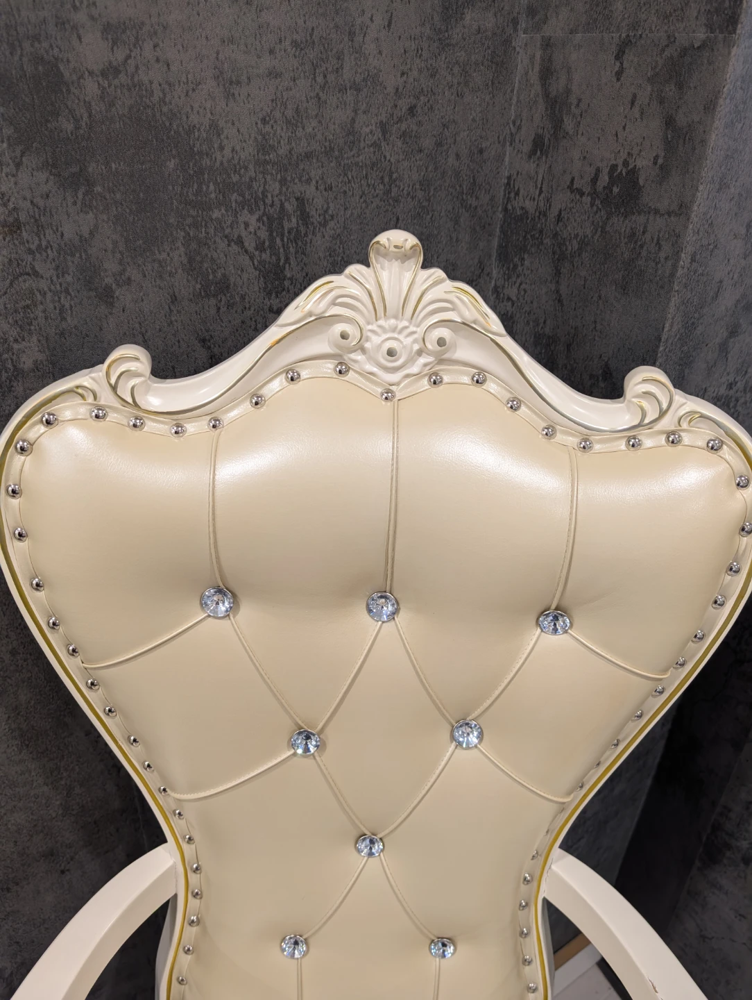 2 Modern French Aestetic Leather Dining chairs with Rhinestones - photo 5