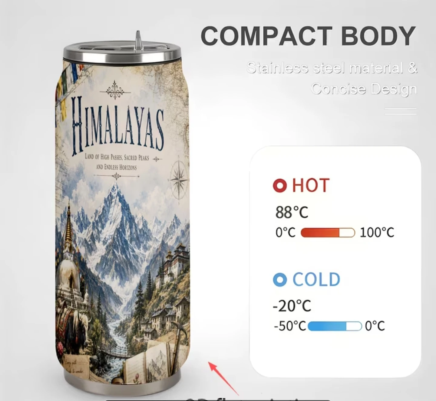 Himalayas Themed Stainless Steel Tumbler - photo 3
