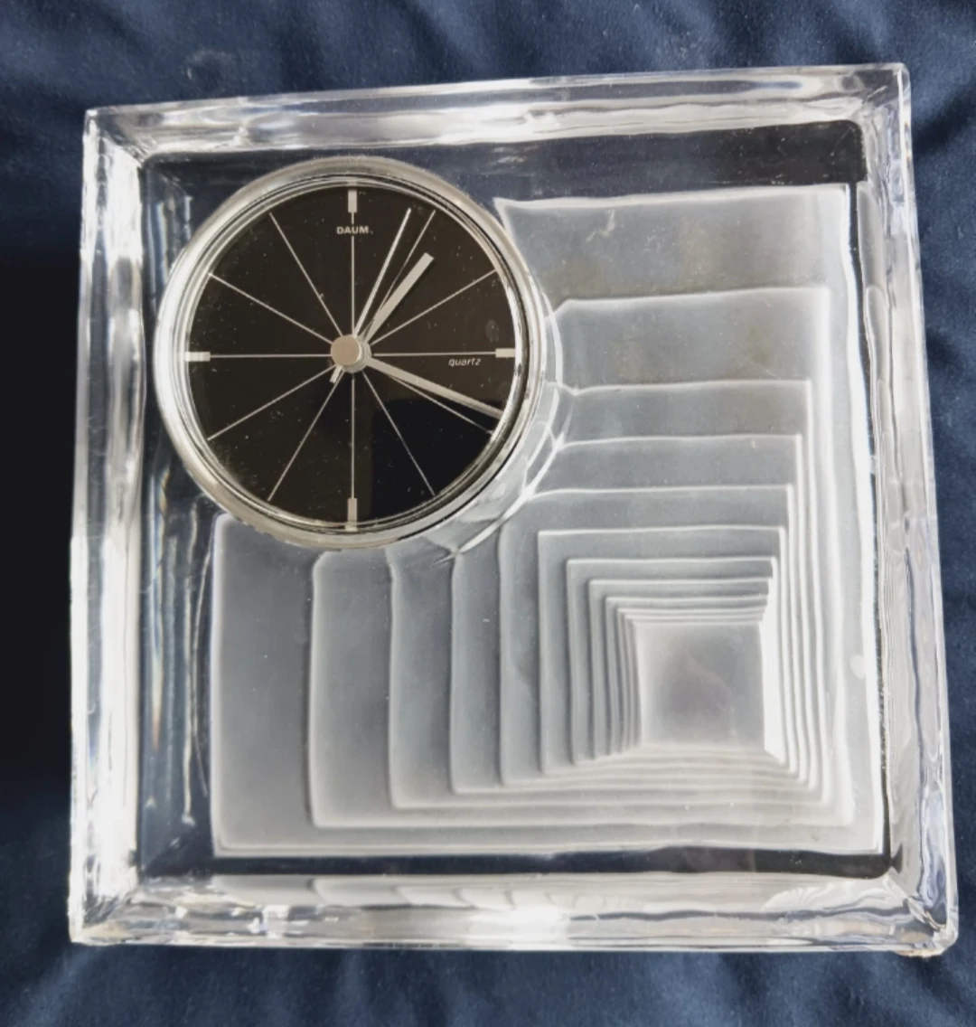Today only! Vintage Daum France Crystal Glass Quartz Clock