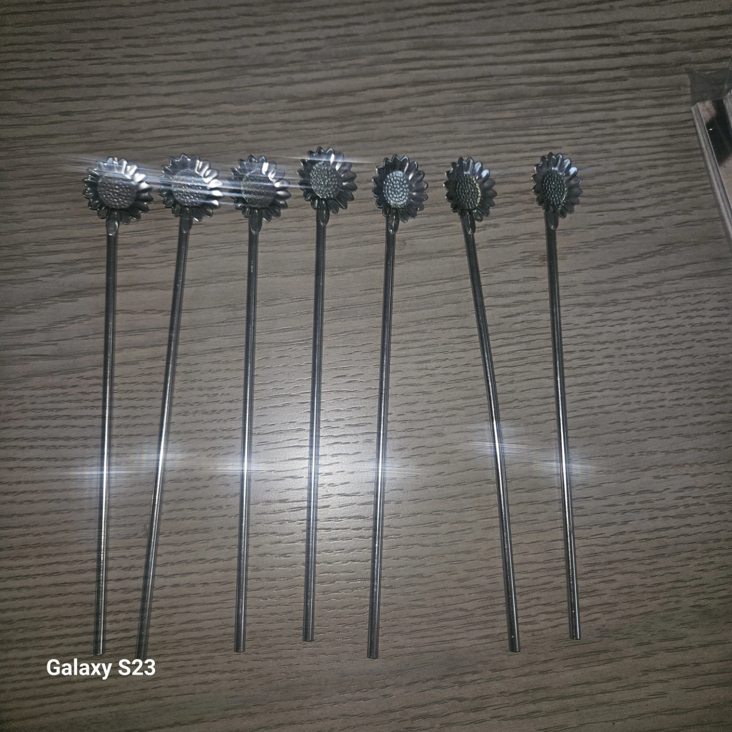 Set of 7 Stainless Steel Sunflower Stirrers