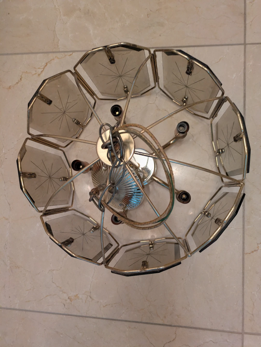 Vintage Chandelier with Glass Panels - photo 3