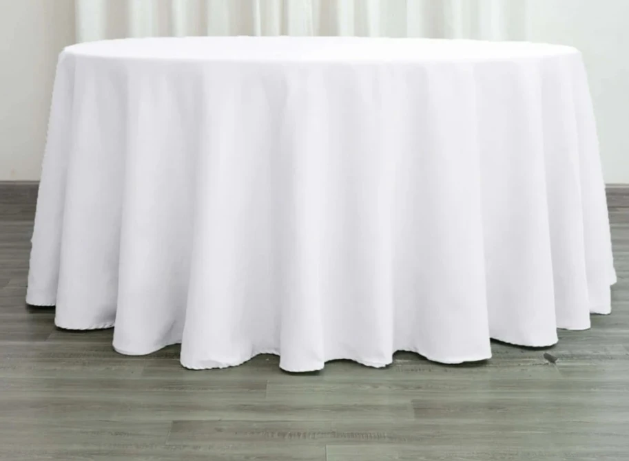 90 " White Round Tablecloth