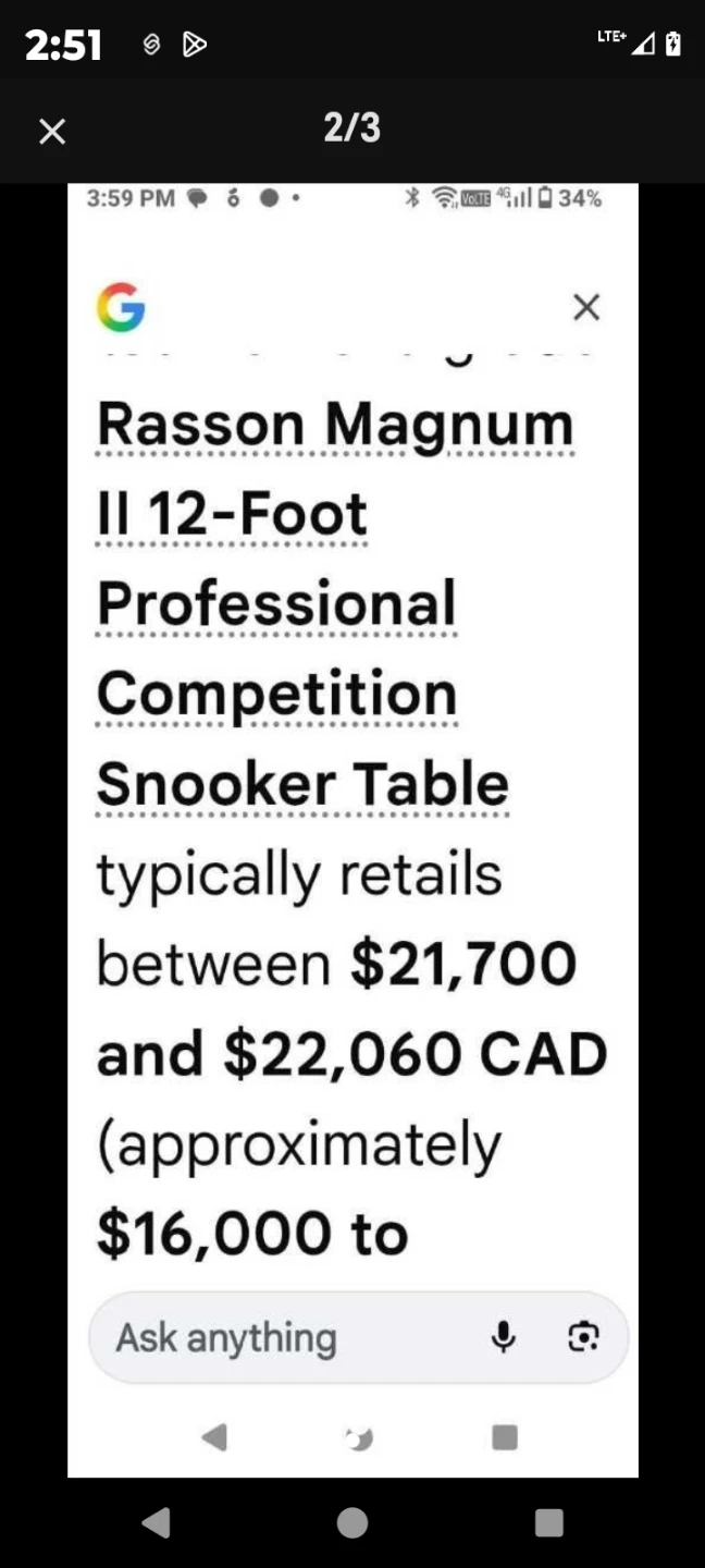 Full Sized 12 x 6 High End Professional Snooker Tournament Table - photo 3