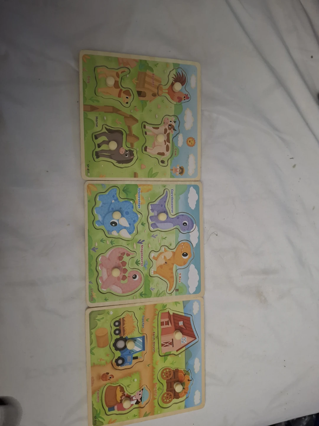 Set of 3 Wooden Peg Puzzles