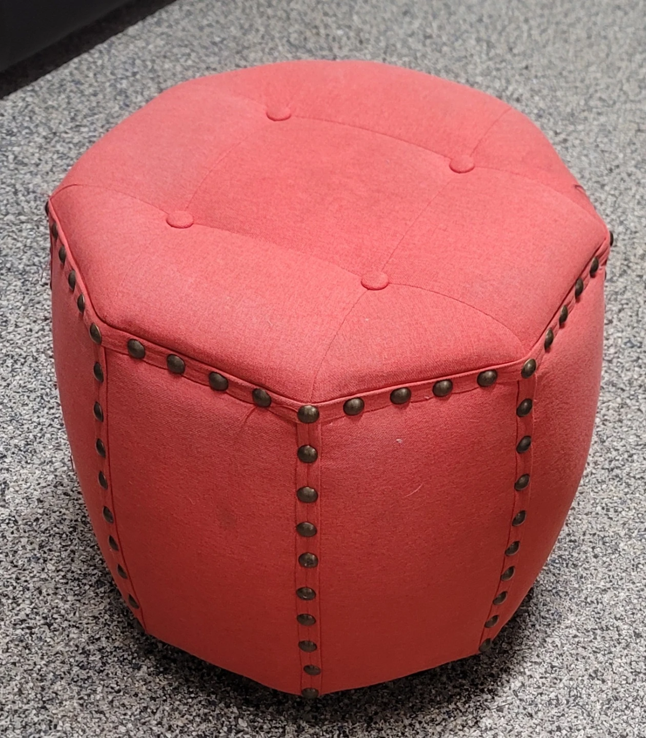 Coral Tufted Fabric Ottoman