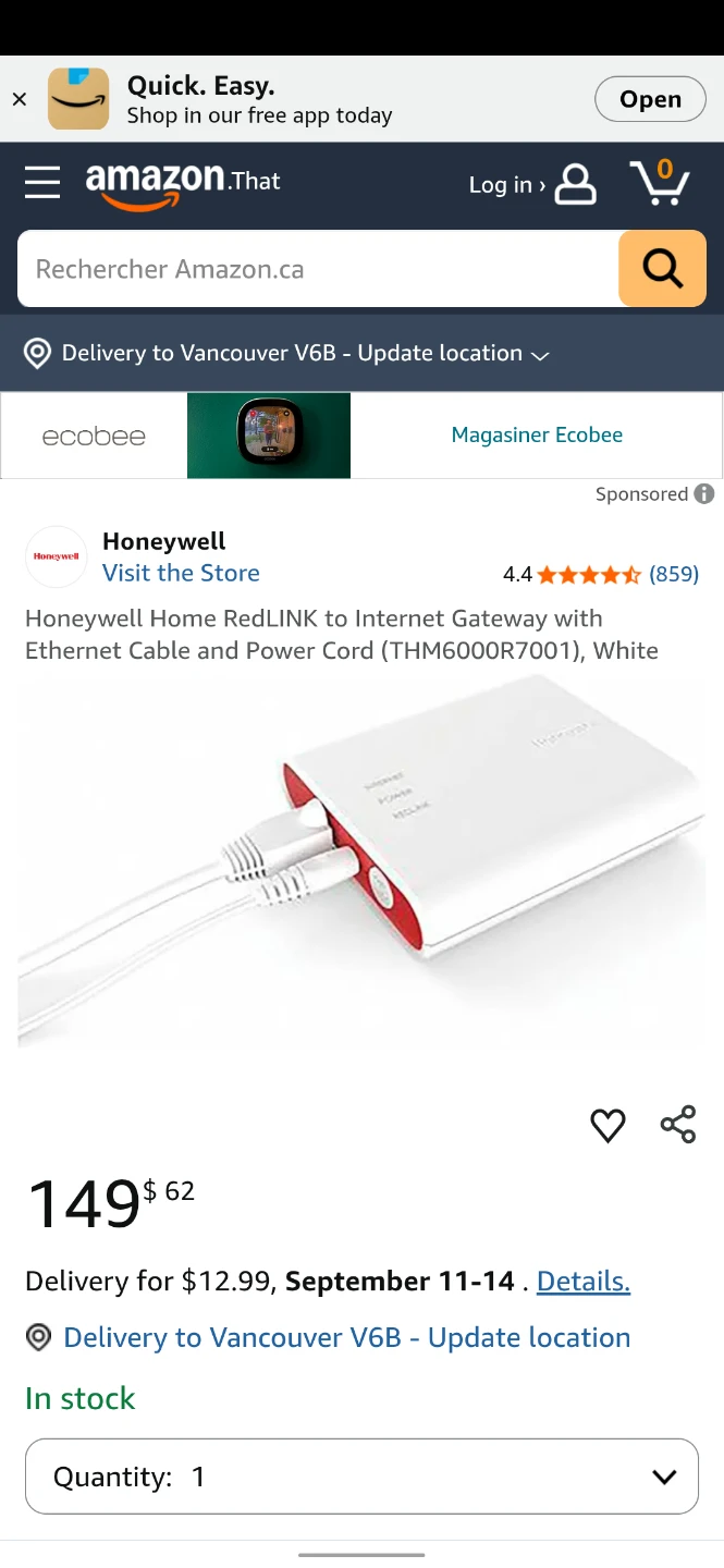 Honeywell THM6000R7001 RedLINK Internet Gateway for Thermostats - photo 2
