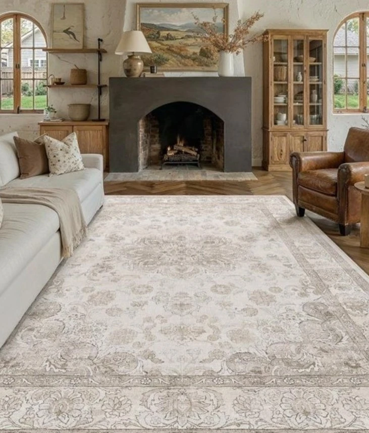 Traditional Beige Floral Area Rug 8×10 Ft Machine Washable - photo 4