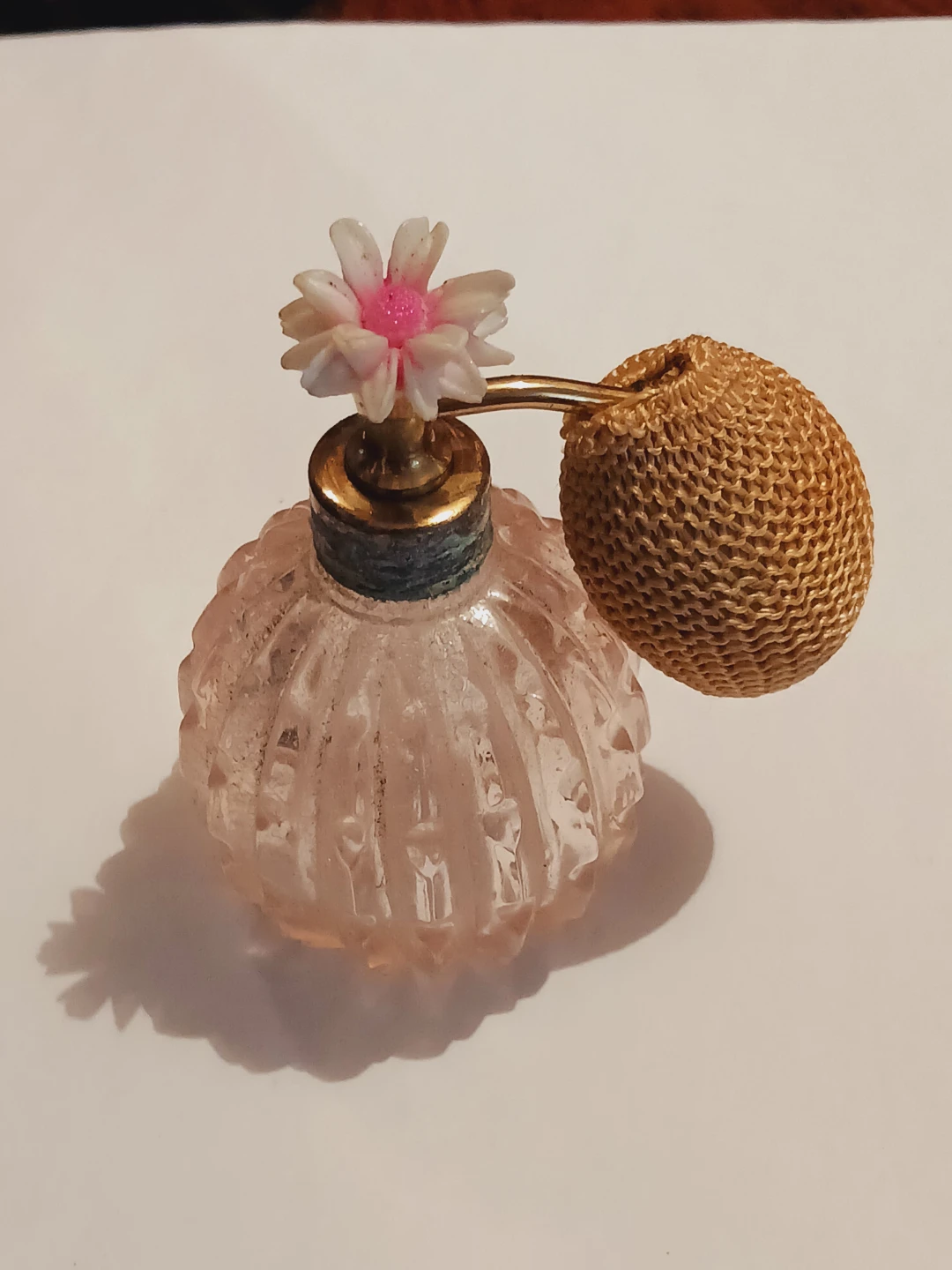 Vintage Pink Glass Perfume Empty Bottle with Atomizer