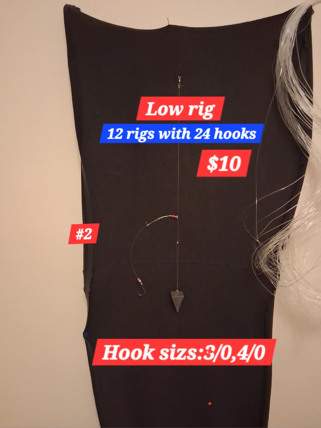 Low Rig Fishing Gear 12-Pack with 24 hooks