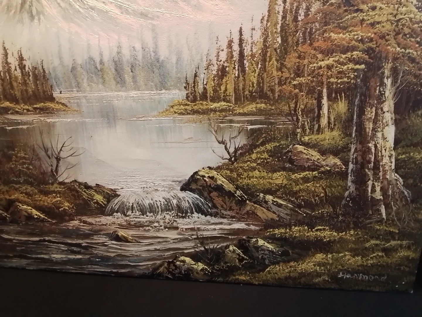 Vintage "Hammond" Mountain Landscape Oil Painting - photo 5