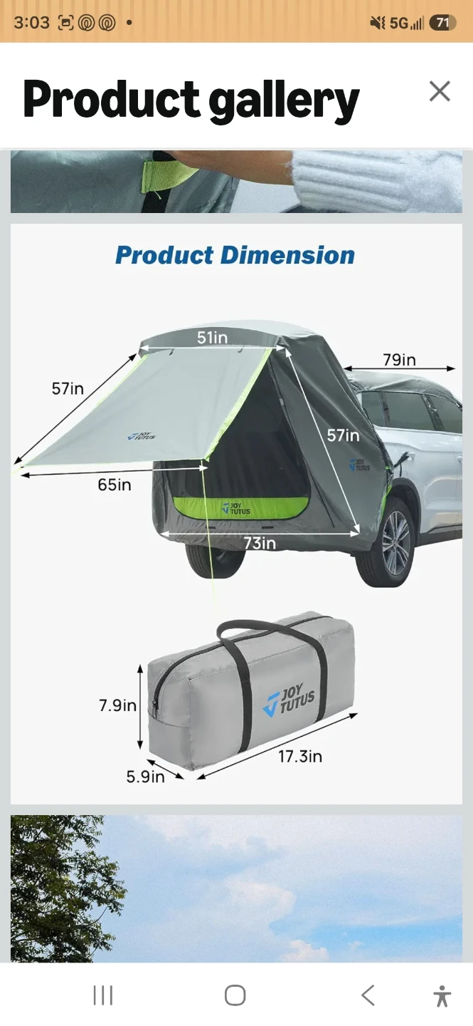 JOYTUTUS SUV Tailgate Tent with Awning Shade