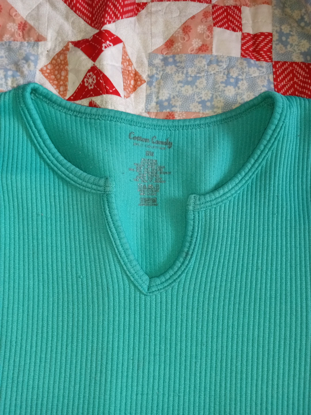 Womens- Ribbed T-Shirt  (Teal) - photo 2