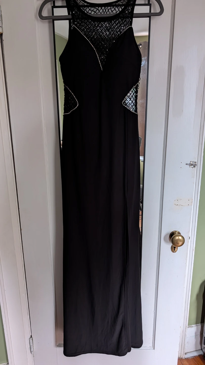 Black Evening Gown with Sequin Detail