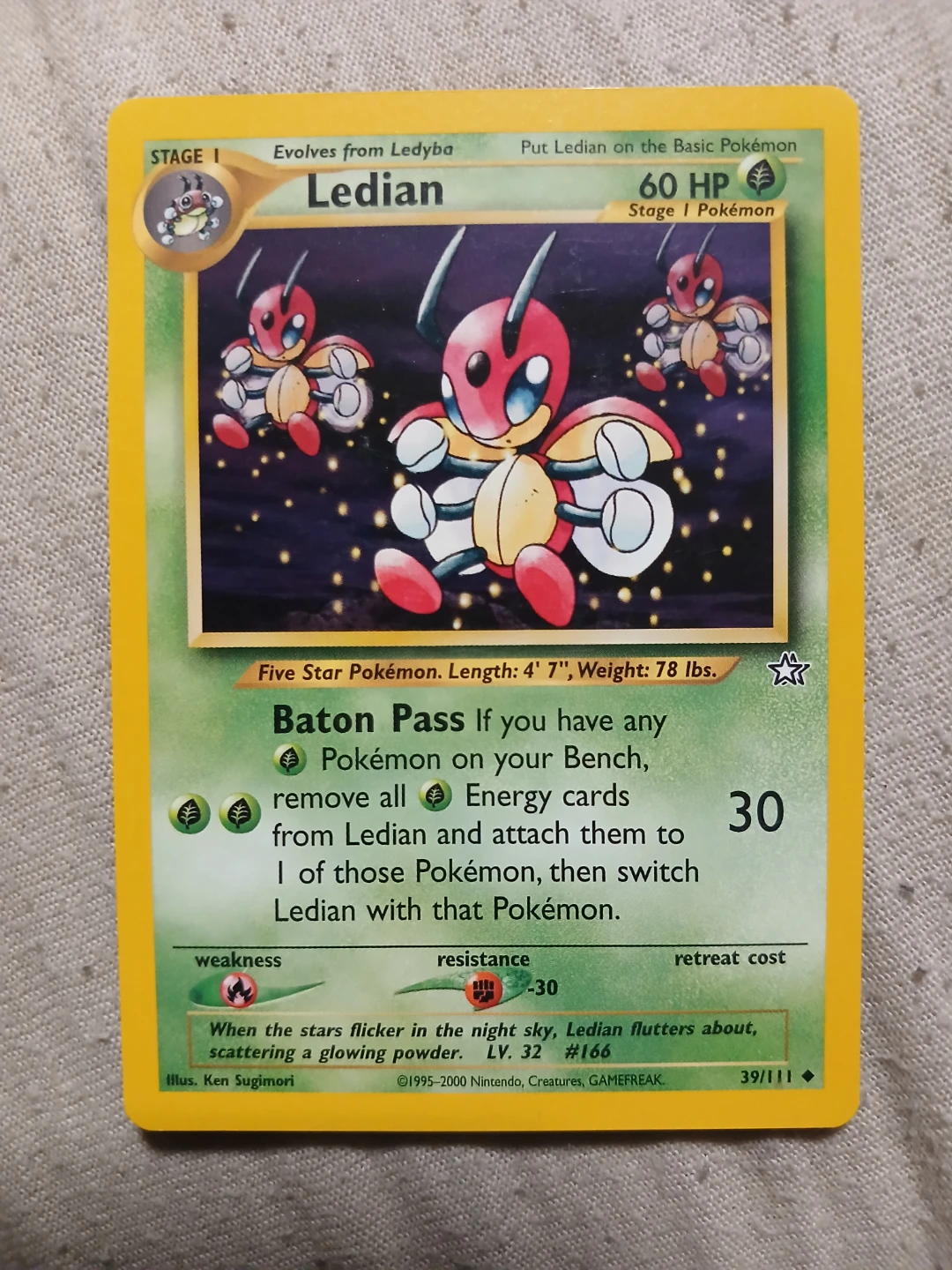Ledian 39/111 1995-2000 Pokémon Card