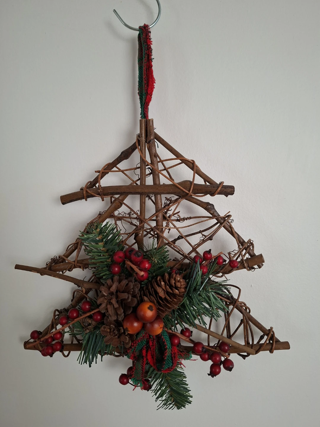 Rustic Twig Christmas Tree Wall Hanging