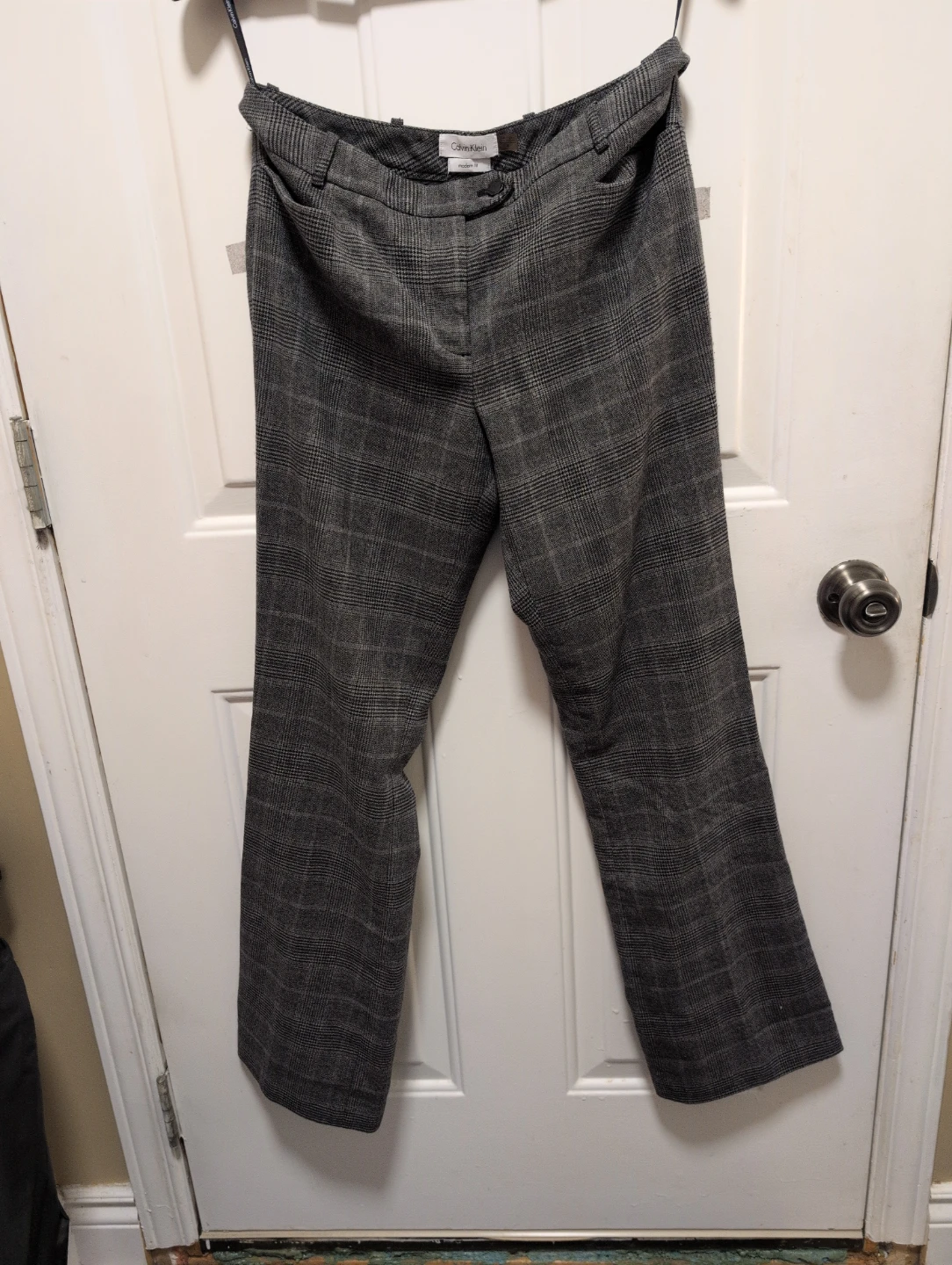 Calvin Klein Grey Plaid Trousers