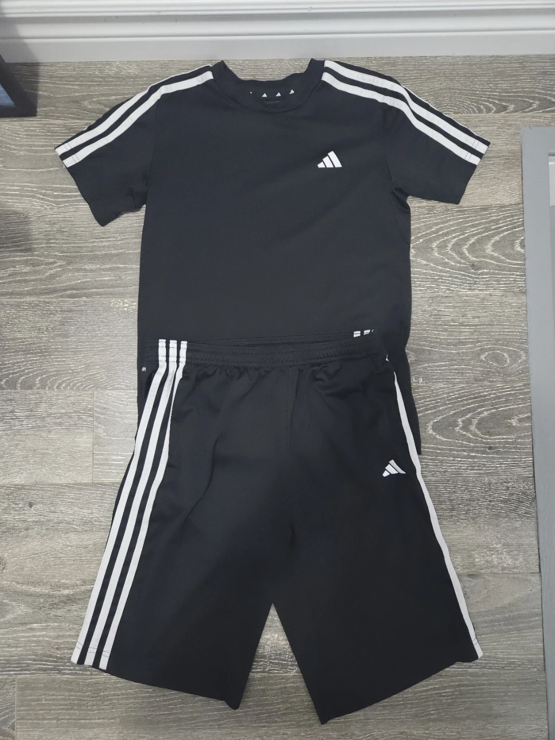 Adidas Kids Black 3-Stripes T-Shirt & Shorts Set