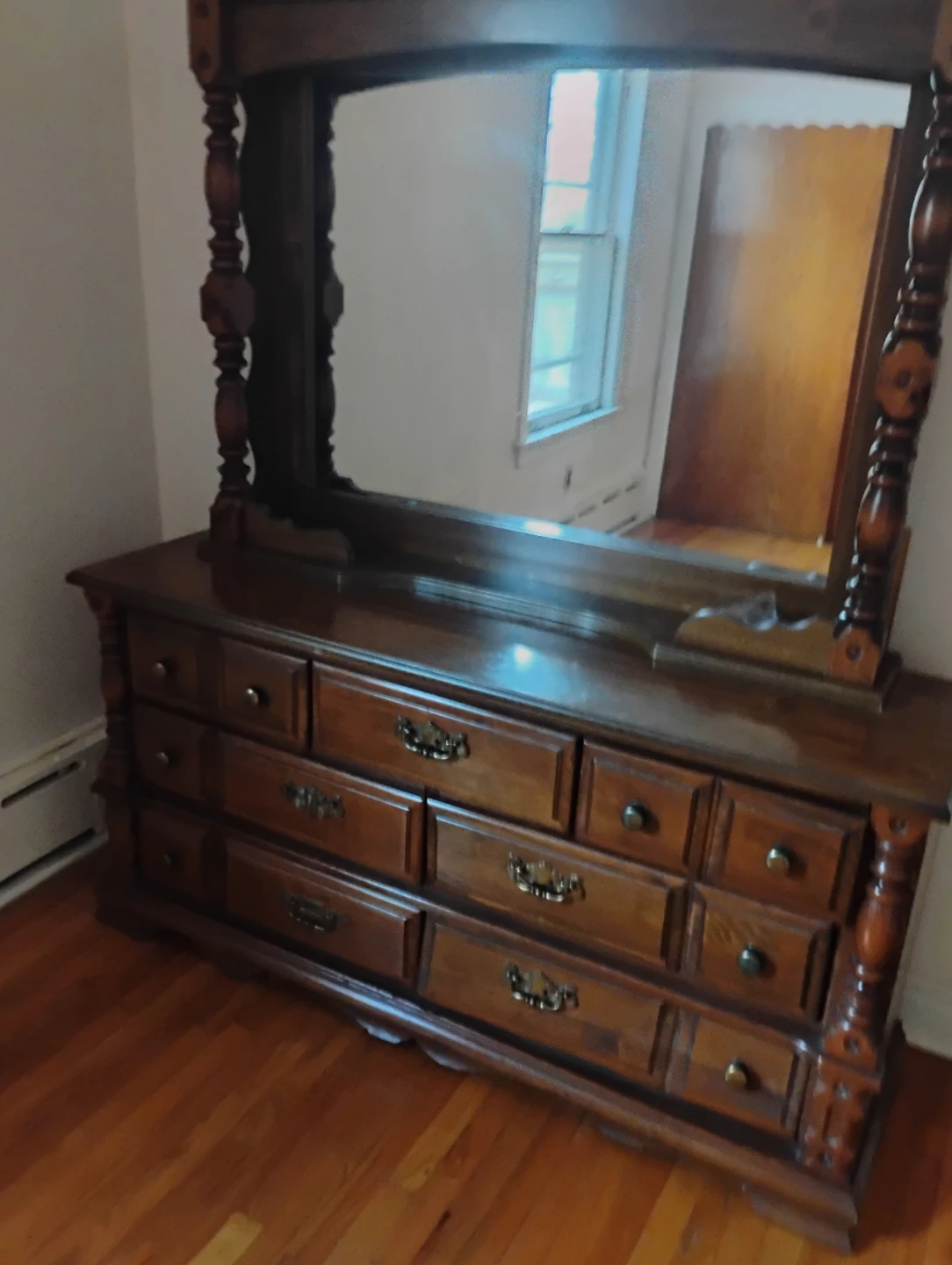 Wooden Bedroom Dresser with Mirror