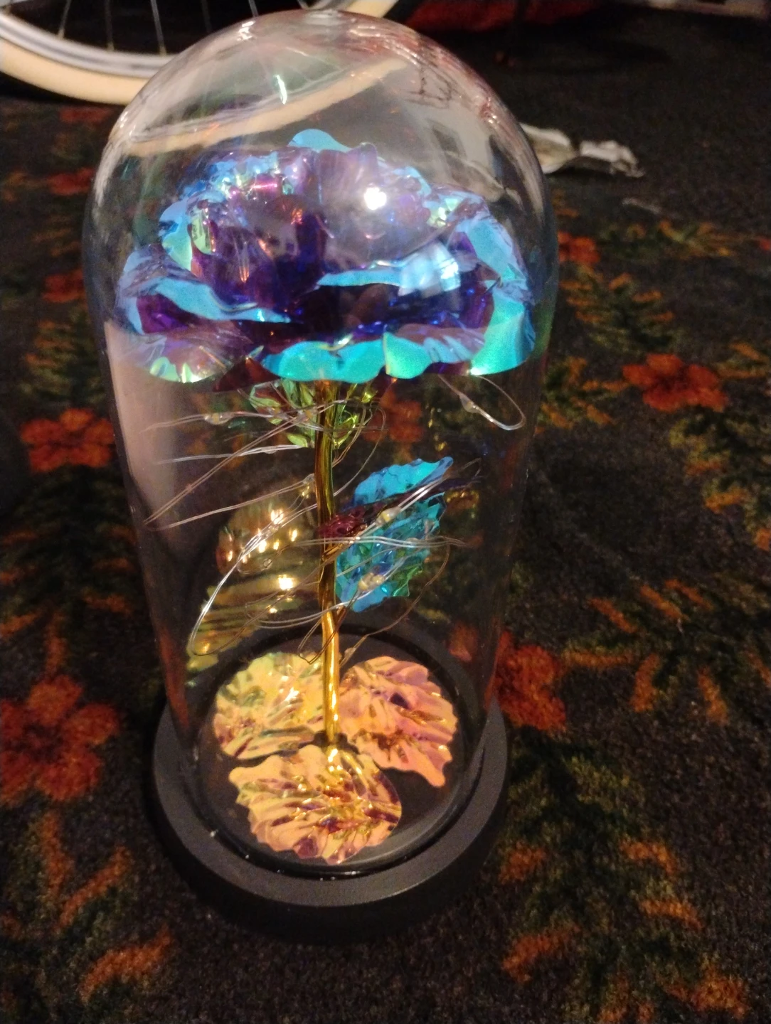 Iridescent LED Rose in Glass Dome - photo 2