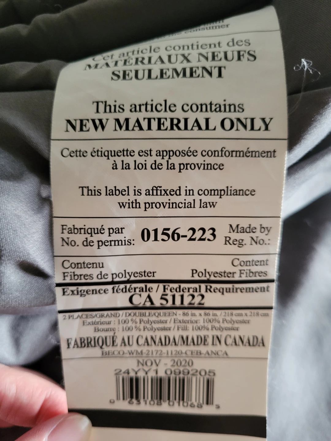 Light weight Grey Double/Queen Polyester Comforter - photo 2