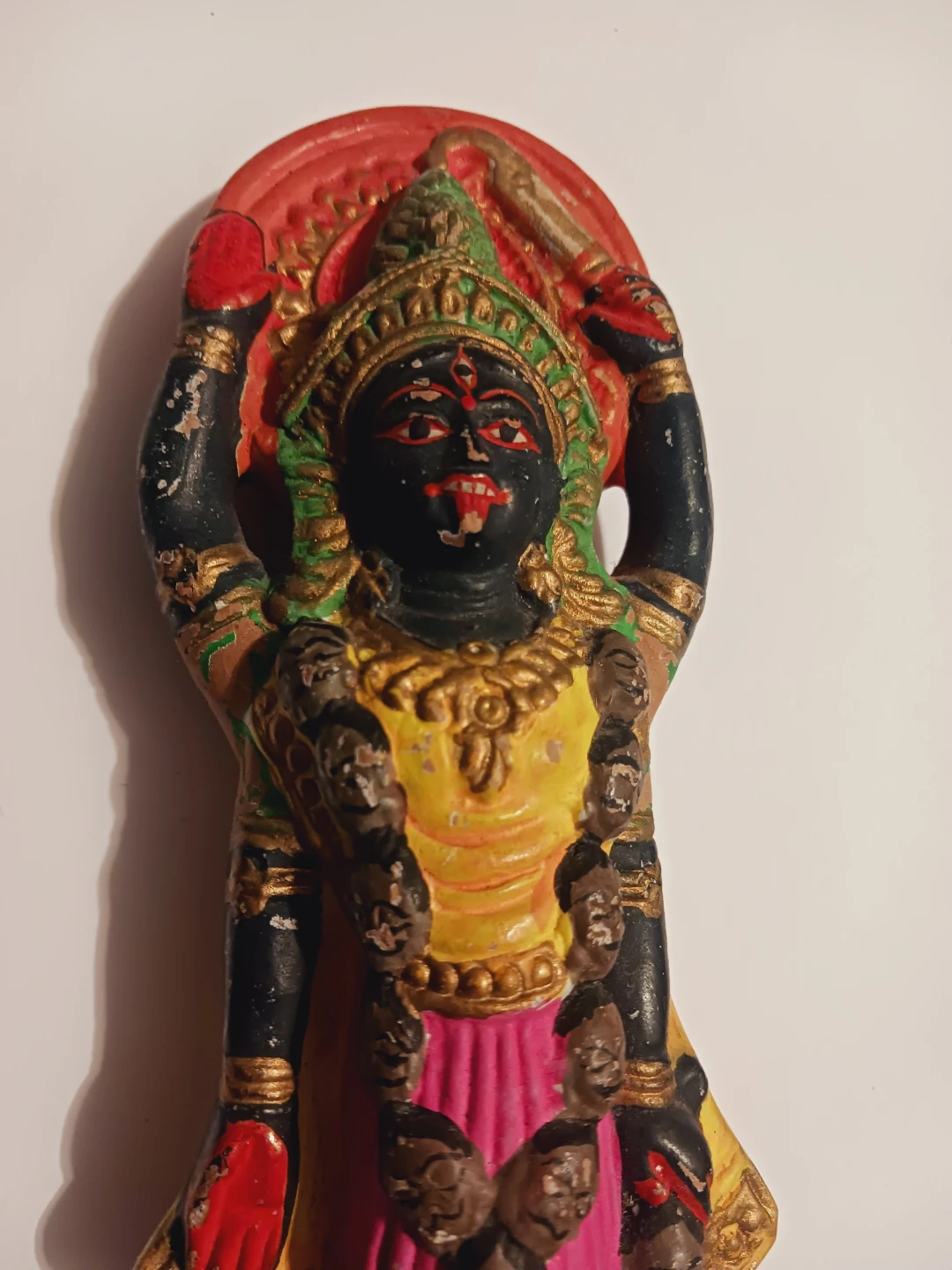 Hand Moulded from Ganges River Clay Hindu Goddess Kali Statue - photo 3