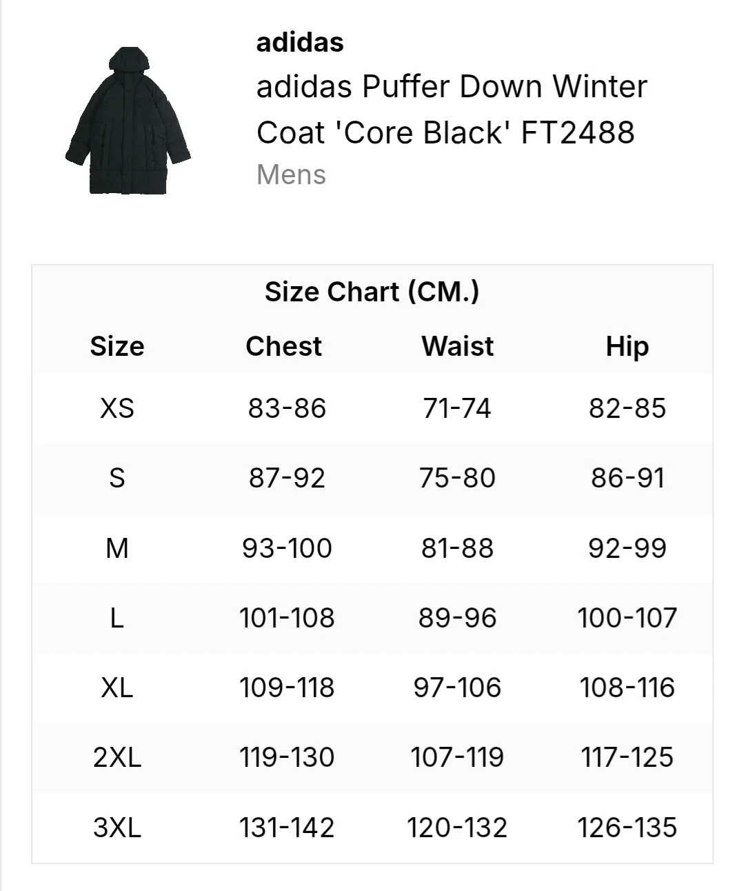 Adidas Unisex Puff Down Coat FT2488 Size XL - photo 5