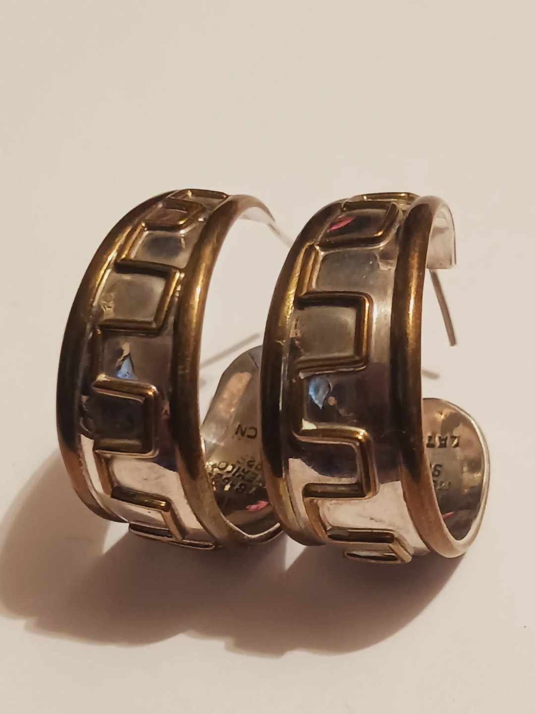 Taxco Mexico Laton Sterling Silver 925 Hoops Earrings