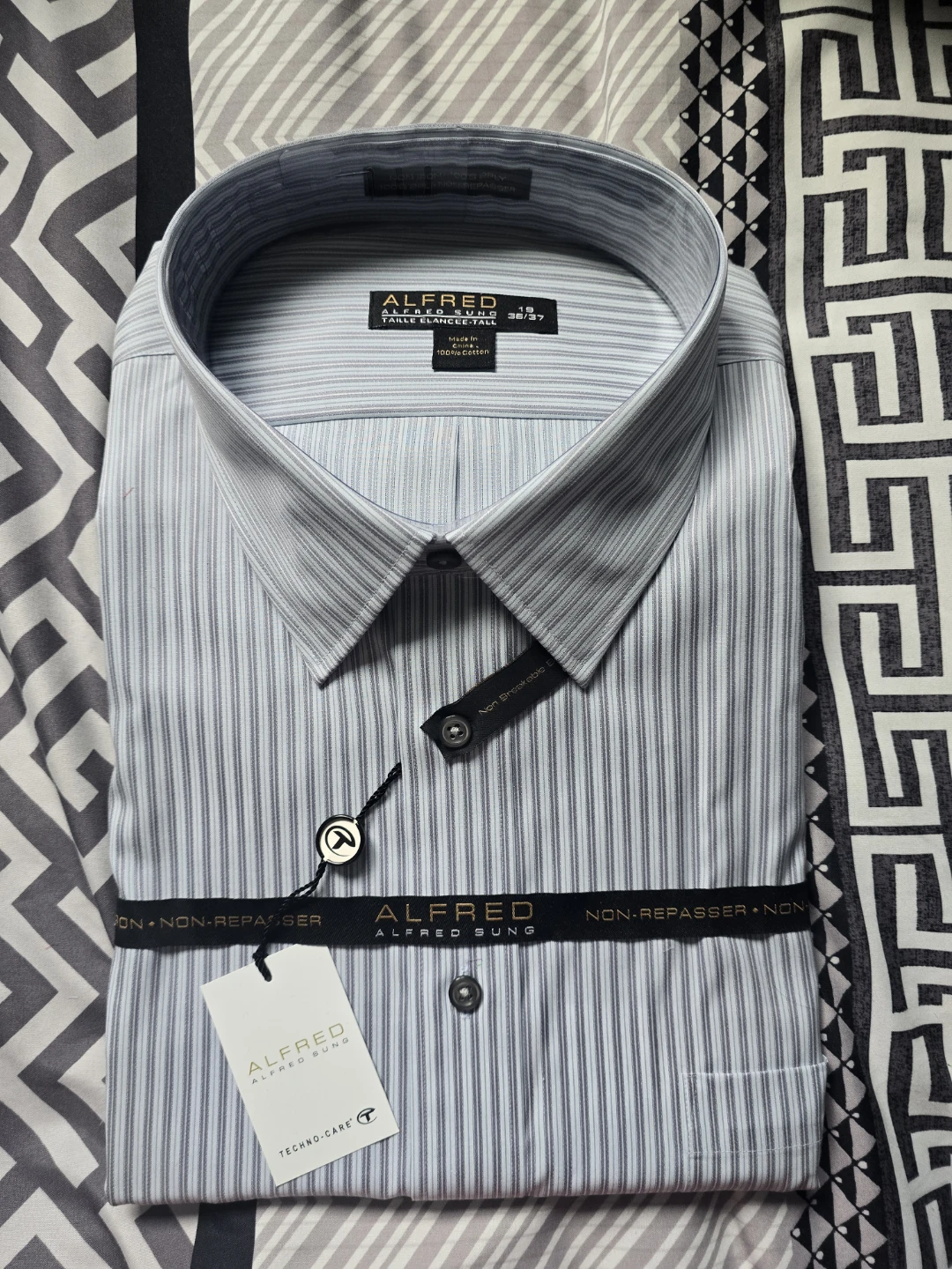 Alfred Sung Striped Dress Shirt 19 36/37