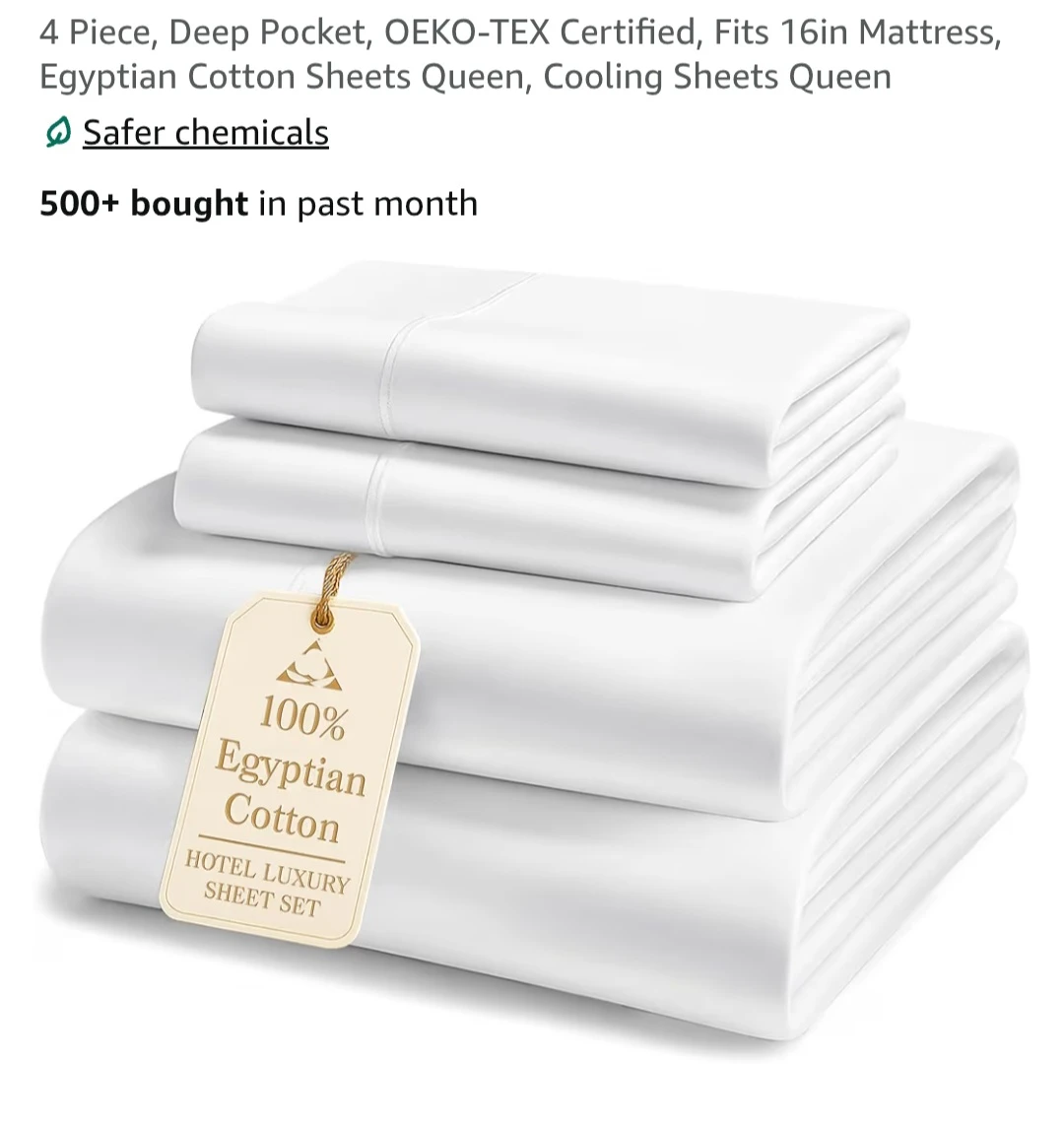 Lane Linen 4-Piece Organic Cotton Queen Sheet Set - photo 2