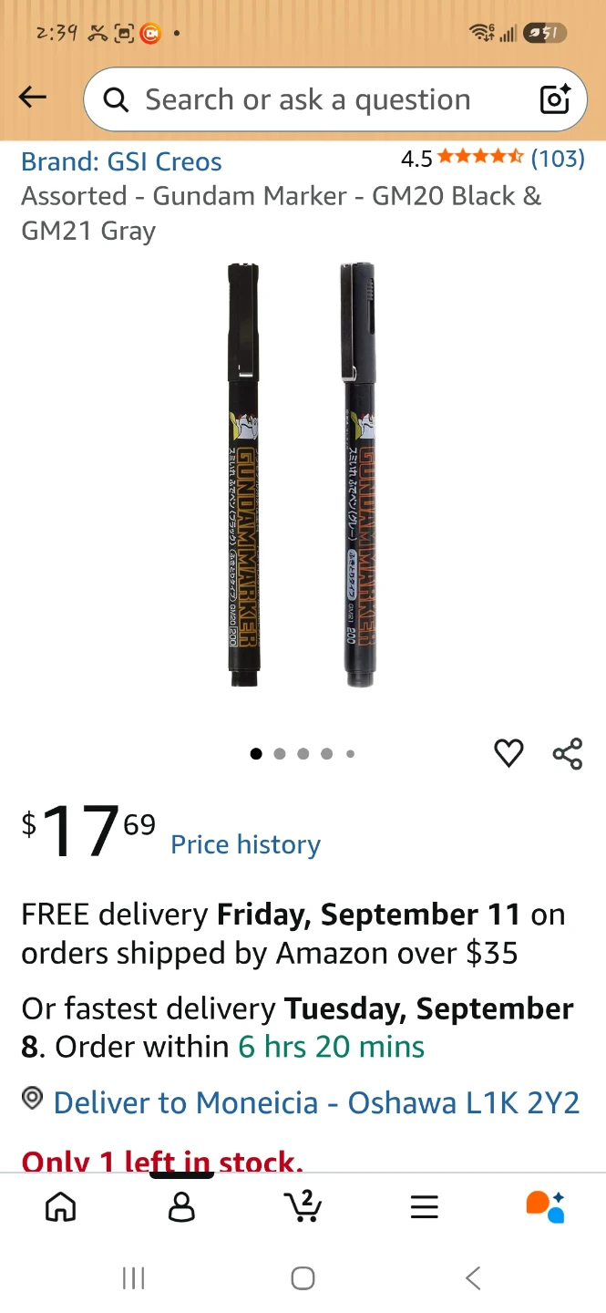 Gundam Marker GM20 Black and GM21 Gray Set