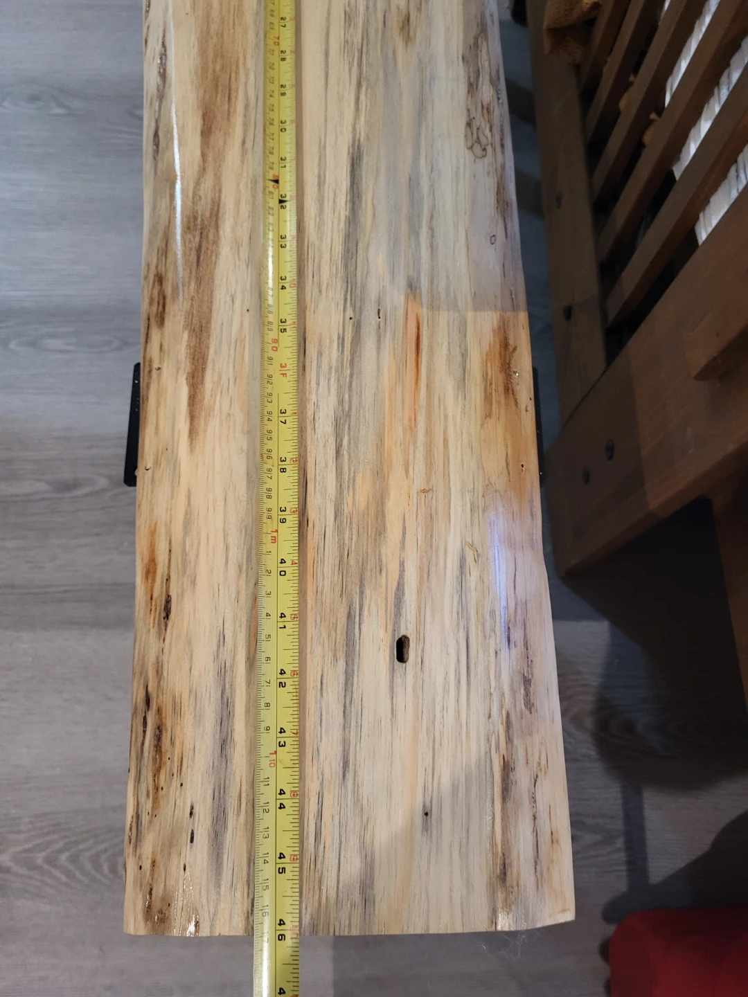 Live edge wooden bench with black metal legs - photo 2