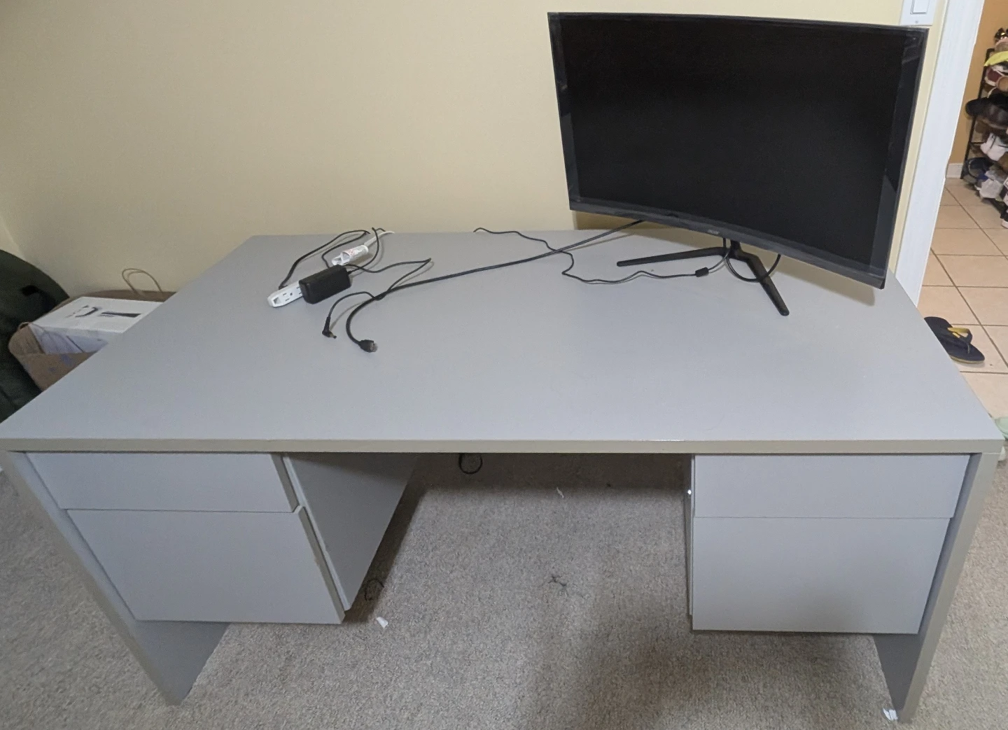 Grey Four Drawer Desk - photo 3