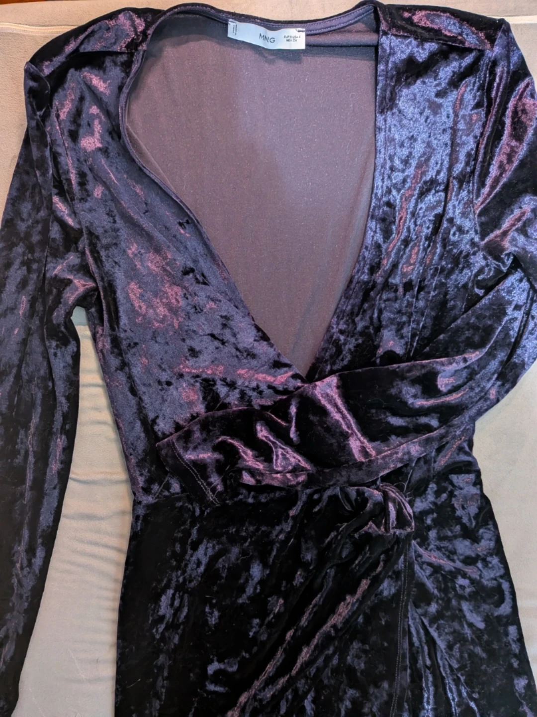 MNG Velvet Wrap Dress - Size 4