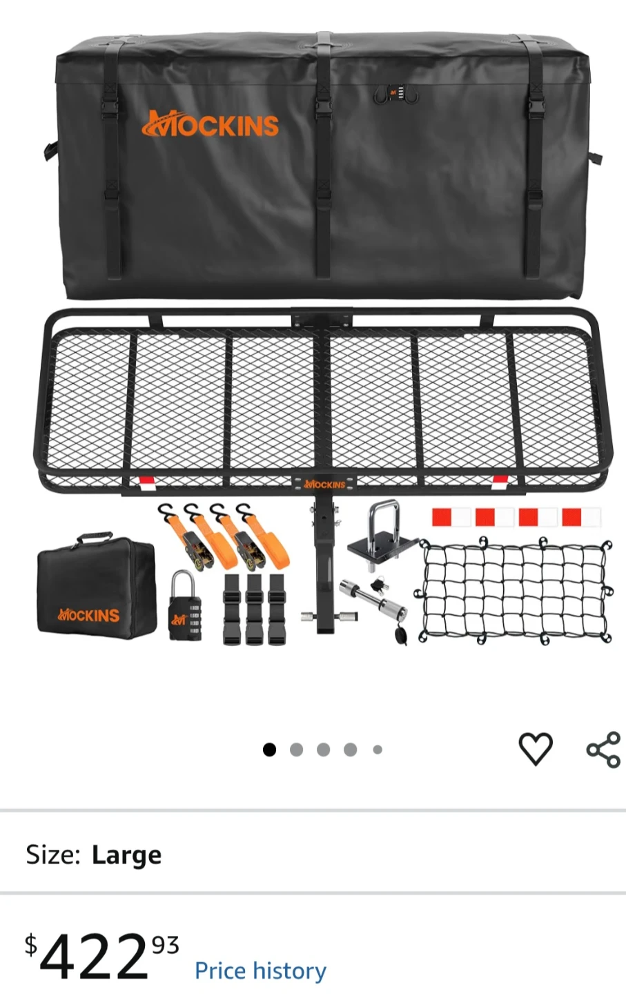 Mockins Large Hitch Mount Cargo Carrier with Bag and Accessories - photo 2
