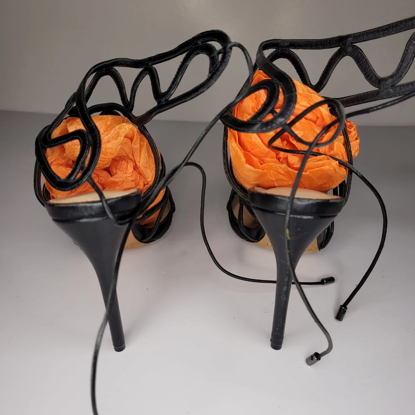 Alexandre Birman Black Lace-Up Heels Size 38 - photo 3
