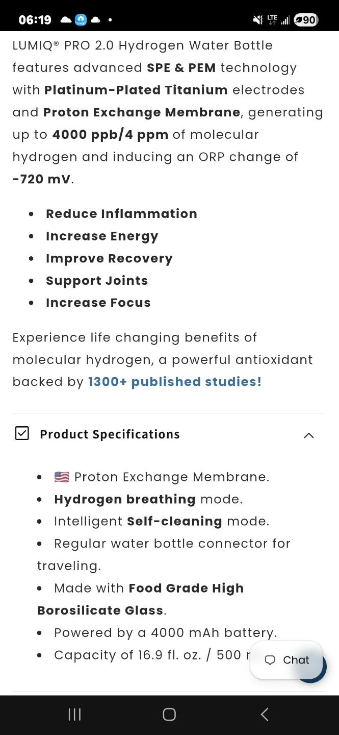 LUMIQ PRO 2.0 Hydrogen Water Bottle - photo 4