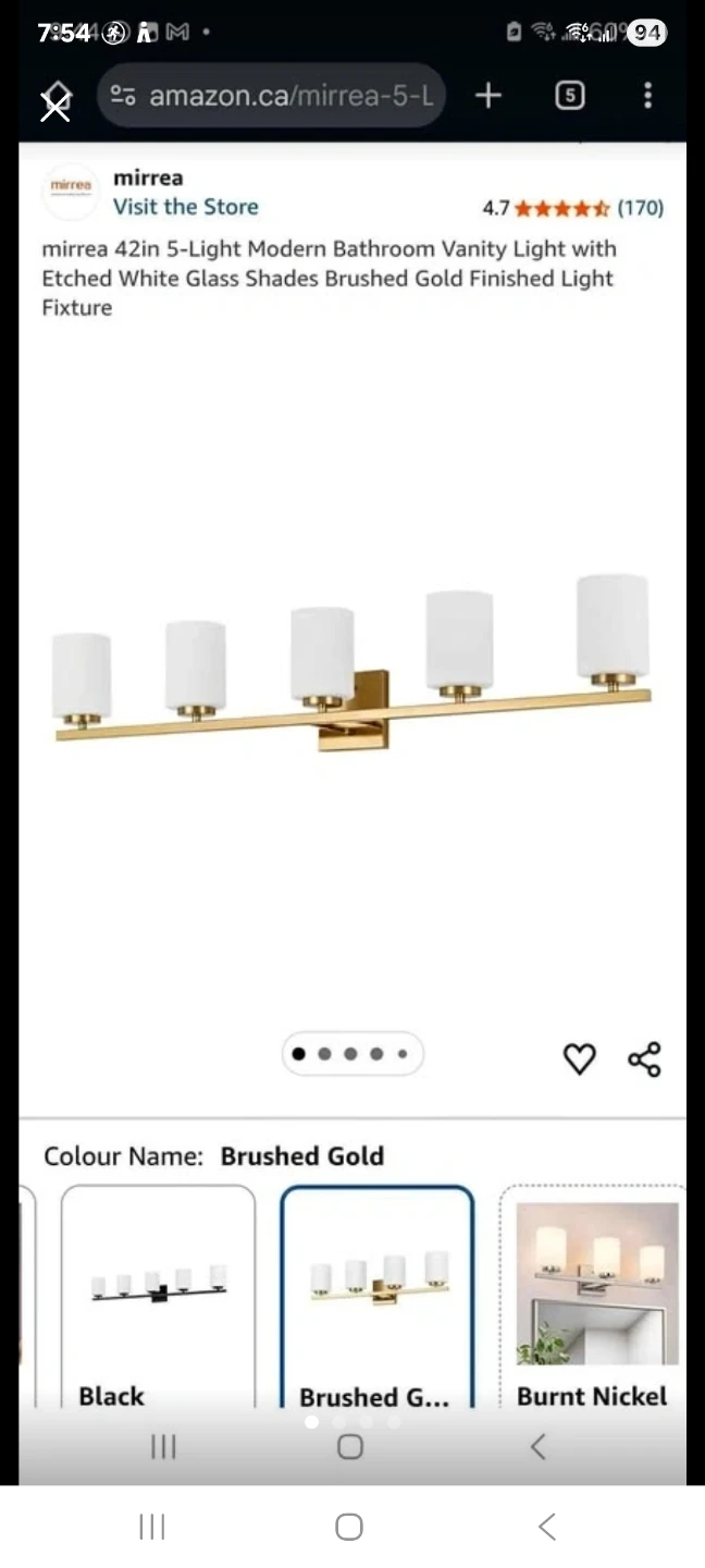Mirrea 42 inch 5-light modern bathroom lights