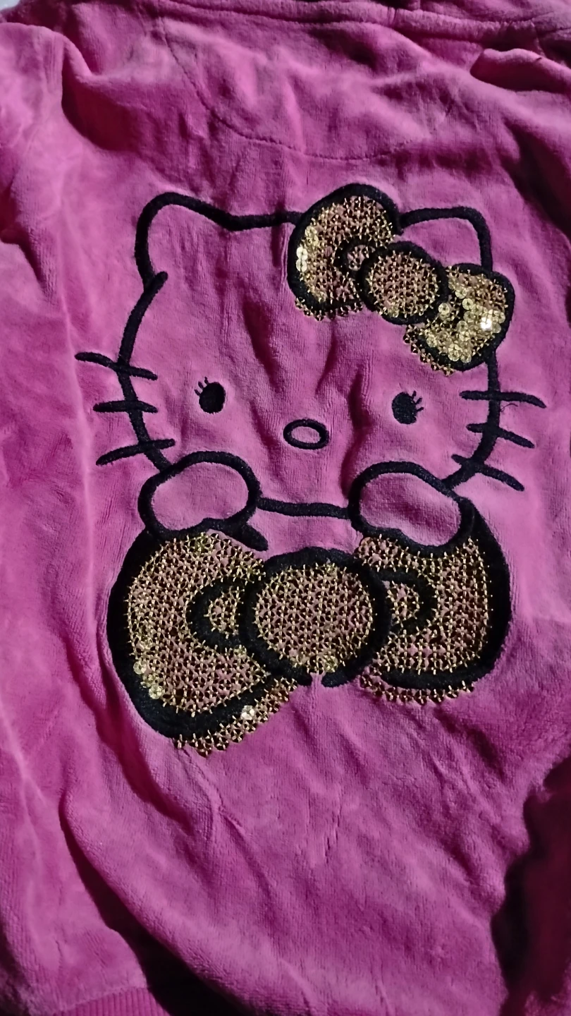 Kids Hello Kitty Pink Velour Zip-Up Hoodie - Size 7/8 (Mint) - photo 3