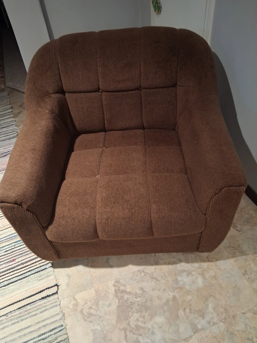 Brown Corduroy Armchair