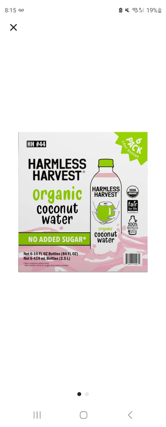 Harmless Harvest Organic Coconut Water 6 Pack